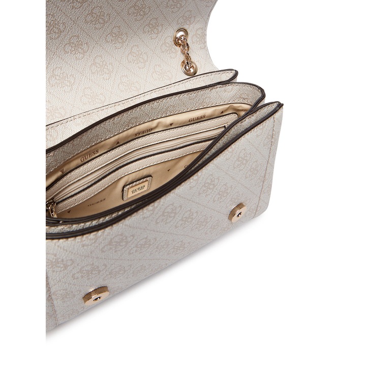 Дамска чанта, Guess, екологична, бежова, One Size INTL, комплект с торбичка против прах