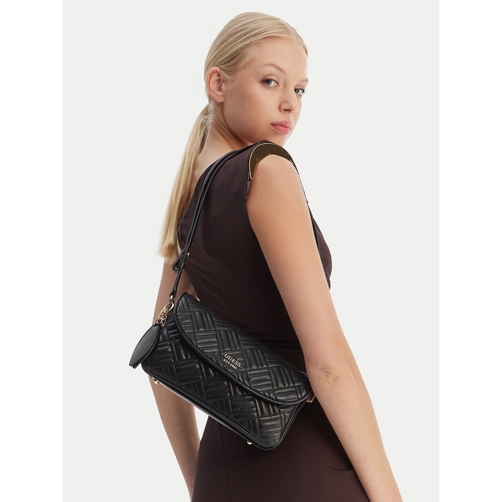 Дамска чанта, Guess, екологична, черна, Един размер INTL