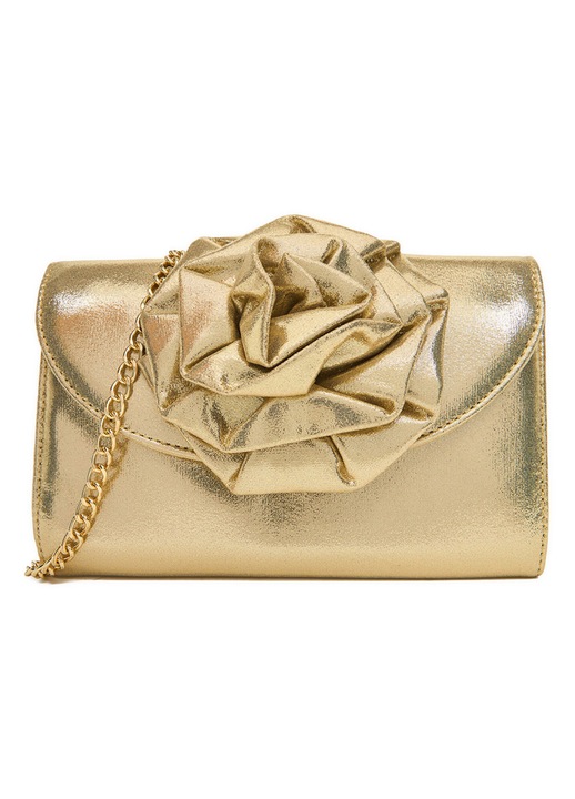 Válltáska, Jenny, arany, egy méret, dekoratív virágokkal és levehető lánccal