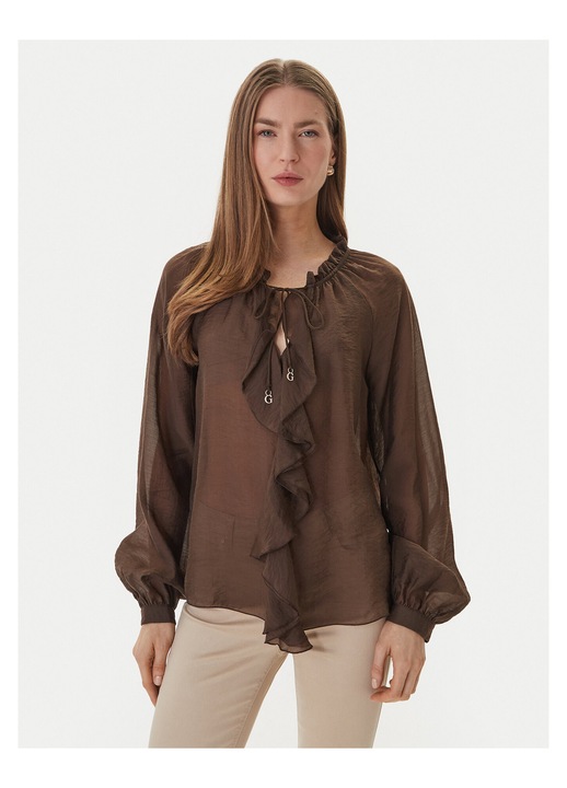 Bluza dama, Guess, 75% lyocell, 25% poliamida, maro, XL INTL