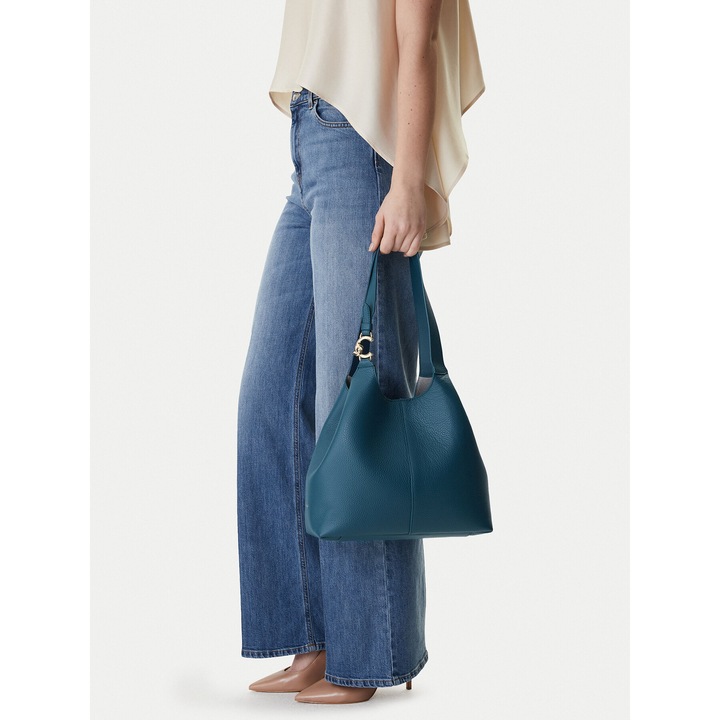 Geanta dama, Coccinelle, piele naturala, albastru, One Size INTL, set cu sac de praf si poseta detasabila