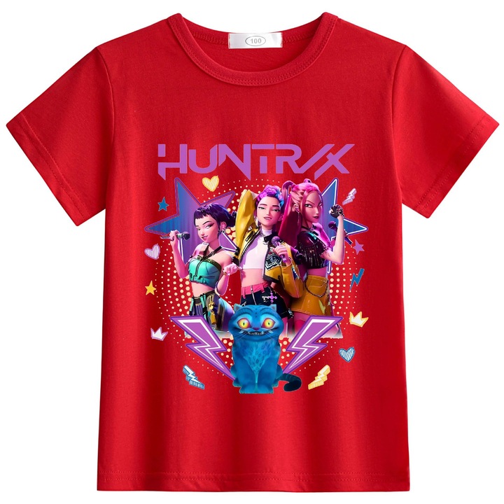 Lány póló, K-POP Demon Hunters mintával, Piros, 170 CM