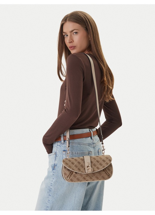 Дамска чанта, Guess, плат, бежов, Един размер INTL