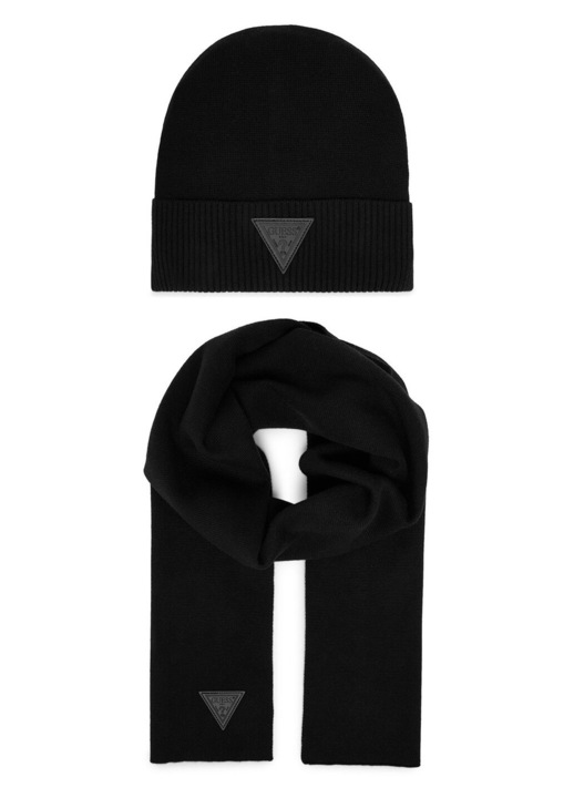 Férfi sál és sapka szett, Guess, fekete, One Size INTL