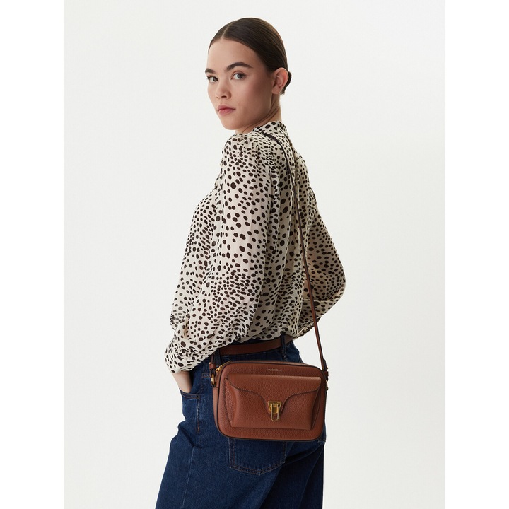 Geanta dama, Coccinelle, piele naturala, maro, One Size INTL