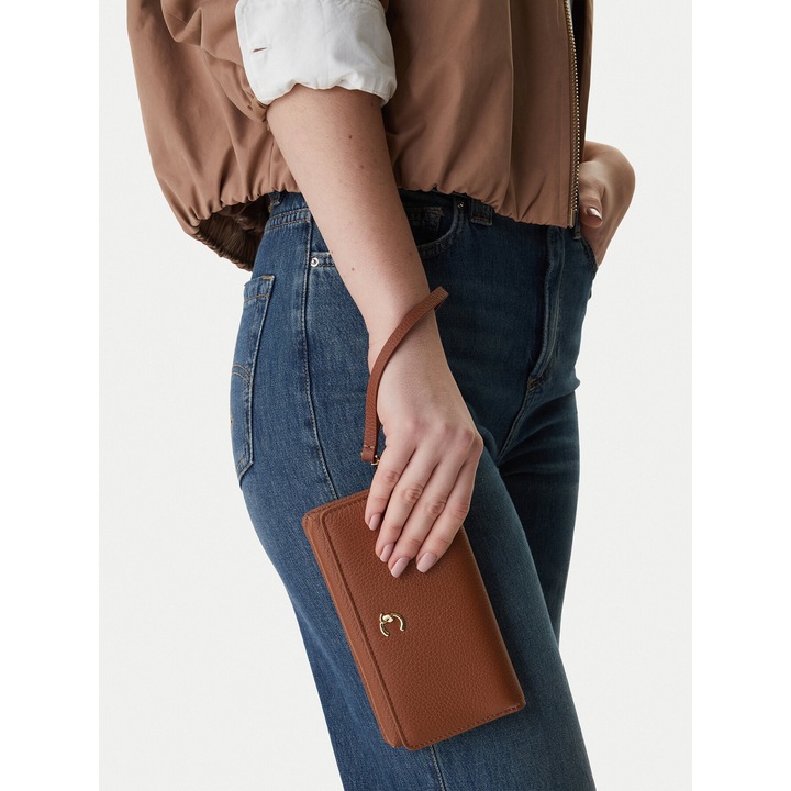 Női táska, Coccinelle, természetes bőr, barna, One Size INTL, levehető fogantyúkkal, hely 4 kártyának