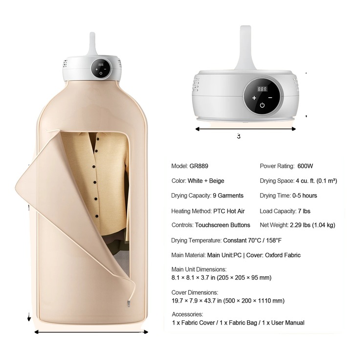 Uscator rufe portabil, capacitate 7 lbs, design compact, performanta eficienta, control mecanic