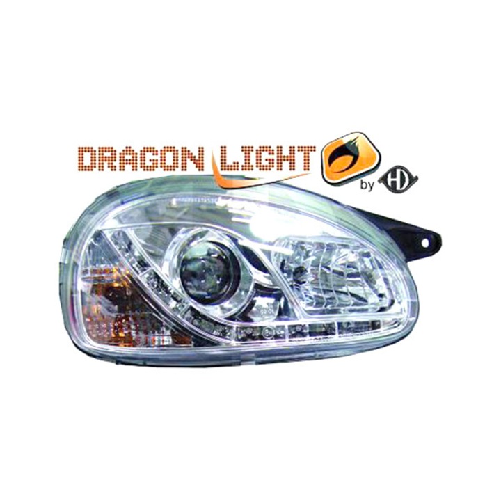 Proiectoare Diederichs Angel Eyes set pentru OPEL CORSA B 3/5D, LED, crom, dimensiuni variate