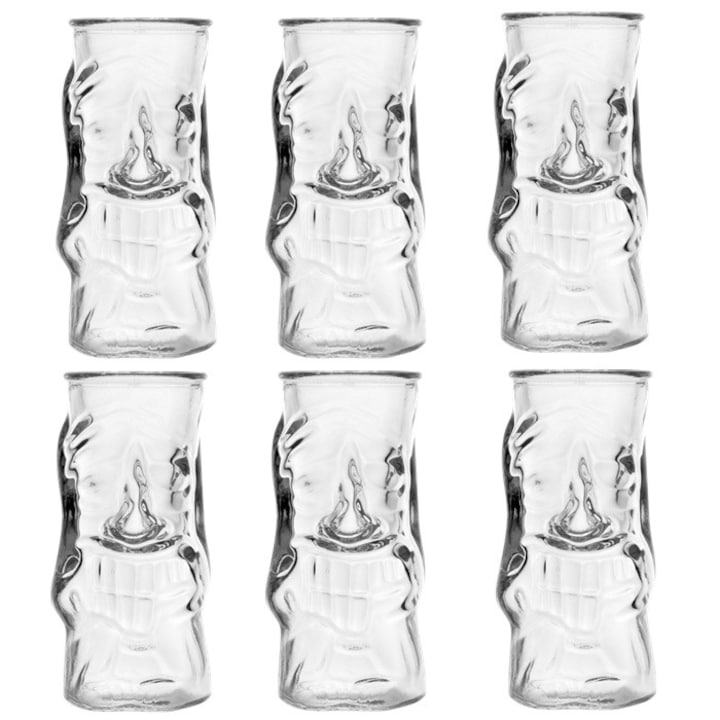 Set 6 pahare fara picior pentru cocktail TIKI 290ml, 7xh16cm