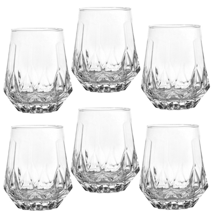 Set 6 pahare fara picior inalte sticla Raki 300ml, 10xh11cm