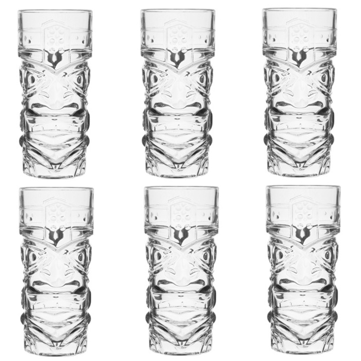 Set 6 pahare fara picior pentru cocktail TIKI 430ml, 7, 5xh16, 8cm