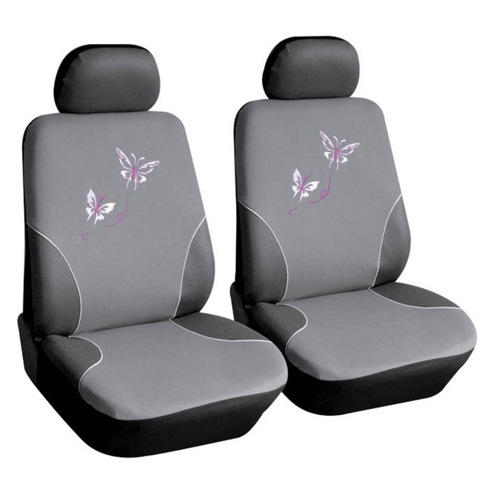 Huse auto, NKRI cu roz petaloides, 2 bucati, polyester