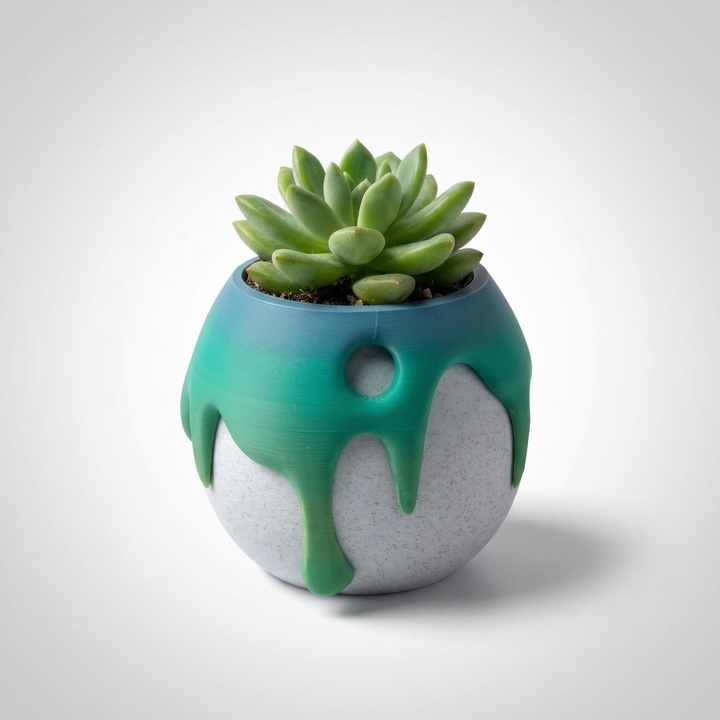 Ghiveci pentru Suculente cu Aspect Fluid, Verde, Plastic PLA, 29 cm