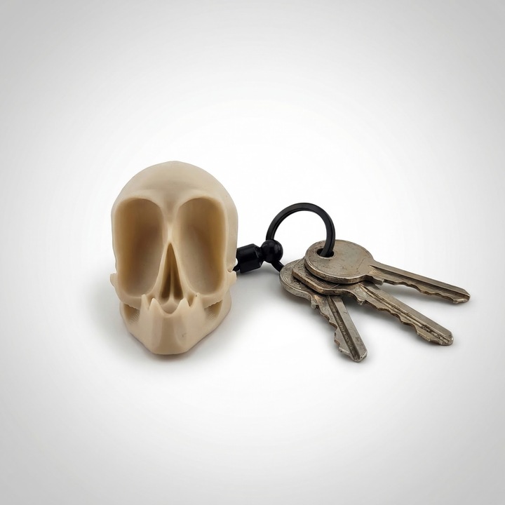 Breloc Craniu Kawaii, Bej, Plastic PLA, 5 cm