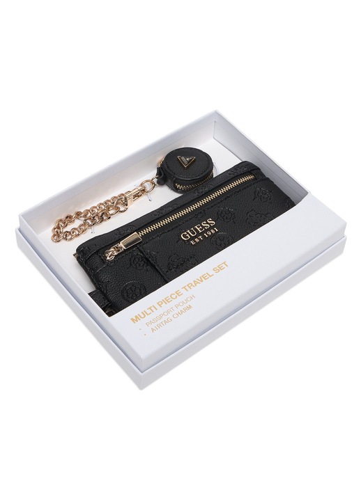 Set cadou femei, Guess, piele ecologica, negru, One Size INTL
