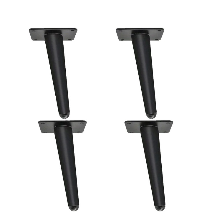 Picioare de mobila, metal solid, design modern, set 4 buc, 17cm, negru oblic