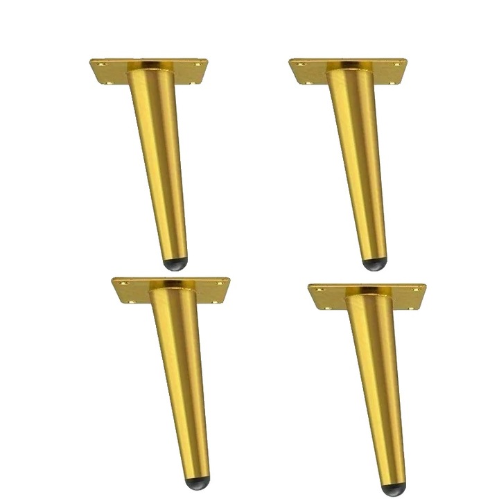 Picioare de mobila, metal solid, design modern, set 4 buc, 20cm, aurii, oblice