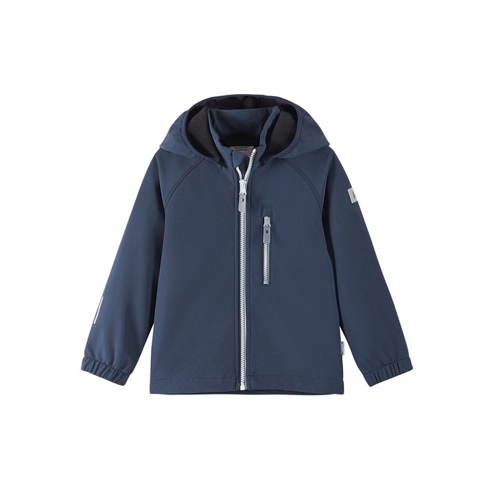Geaca softshell copii, Reima, poliester reciclat, fermoar, Bleumarin