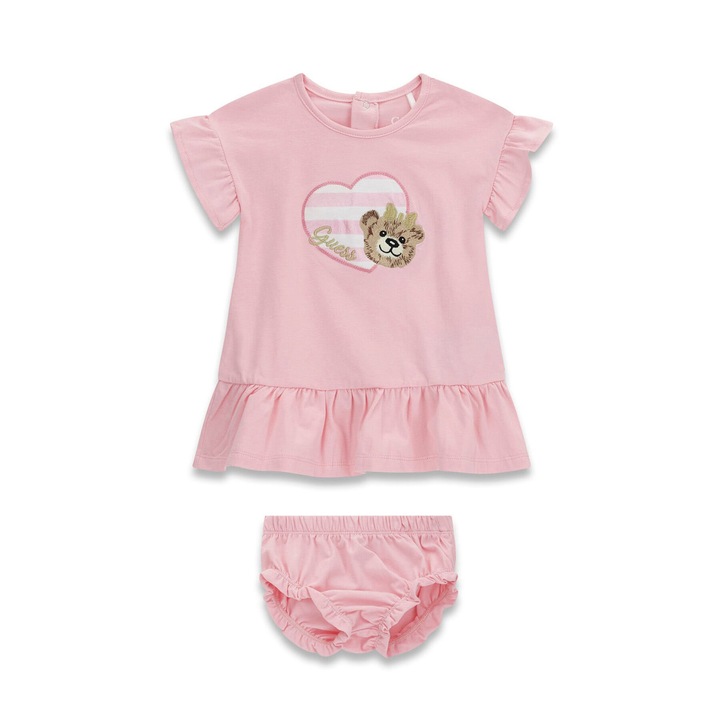 Rochie casual Guess roz din bumbac, Roz, 92 CM