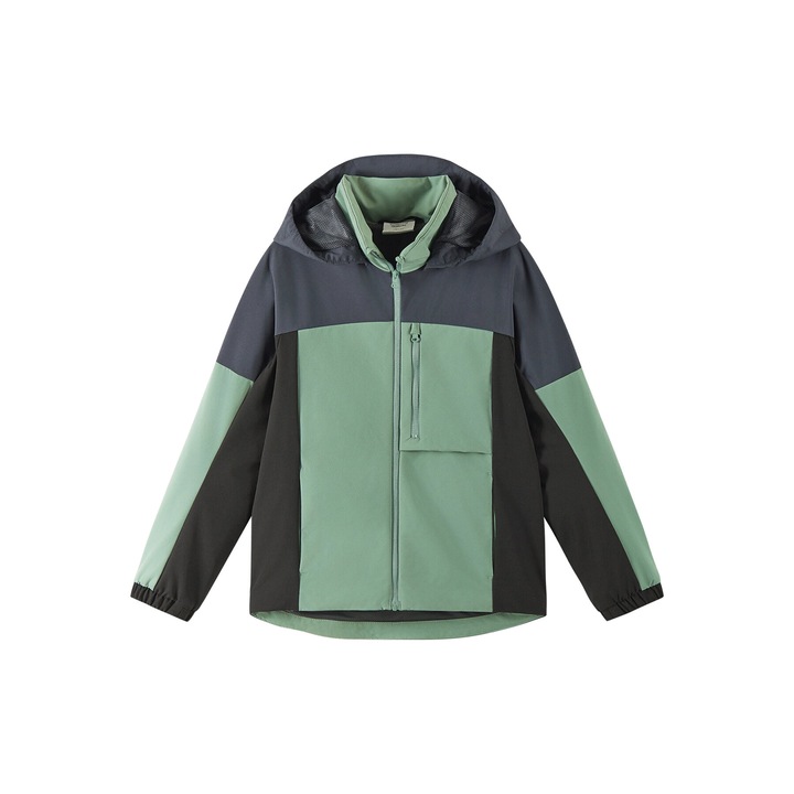 Geaca outdoor copii, Reima, poliester reciclat, verde, fermoar