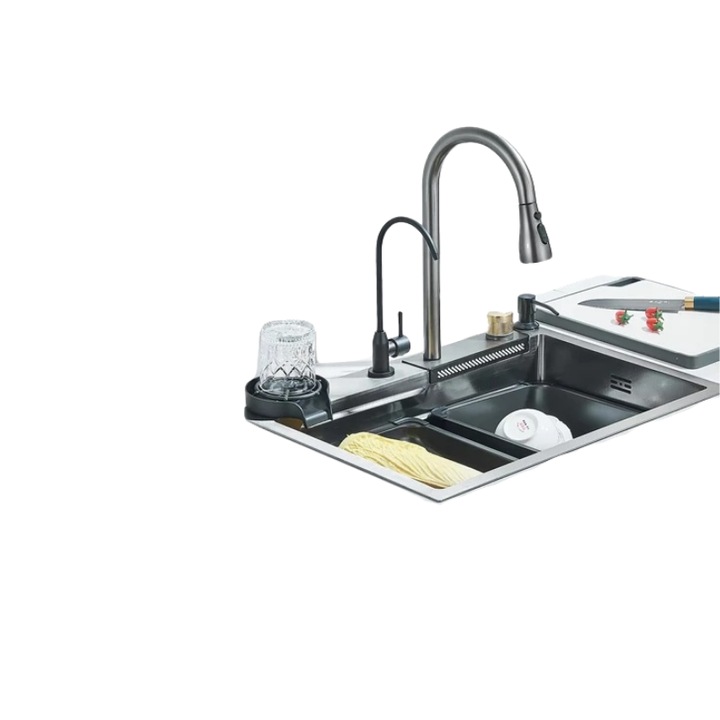 Csaptelep, többfunkciós keverő, rozsdamentes acél, 60x45cm, modern design