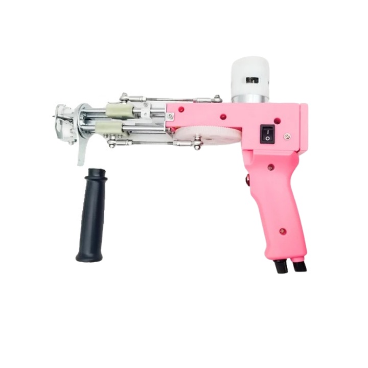 2 az 1-ben tuftpisztoly, komplett készlet, 5-40 öltés/mp, 7-21mm, rózsaszín