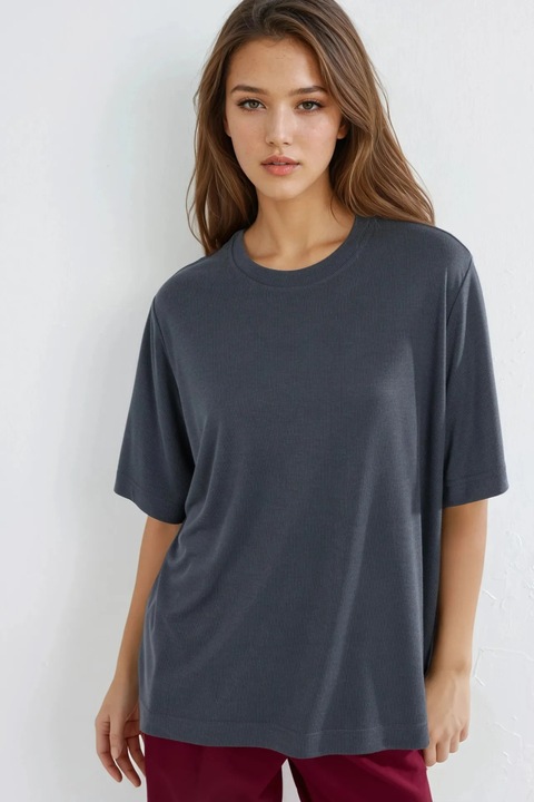 Tricou dama, Busem, Gri inchis, Jerseu