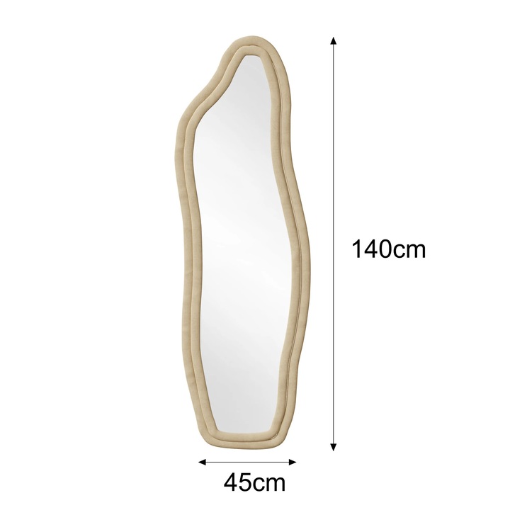 Tükör, modern design, szabálytalan forma, arany, 140x45cm