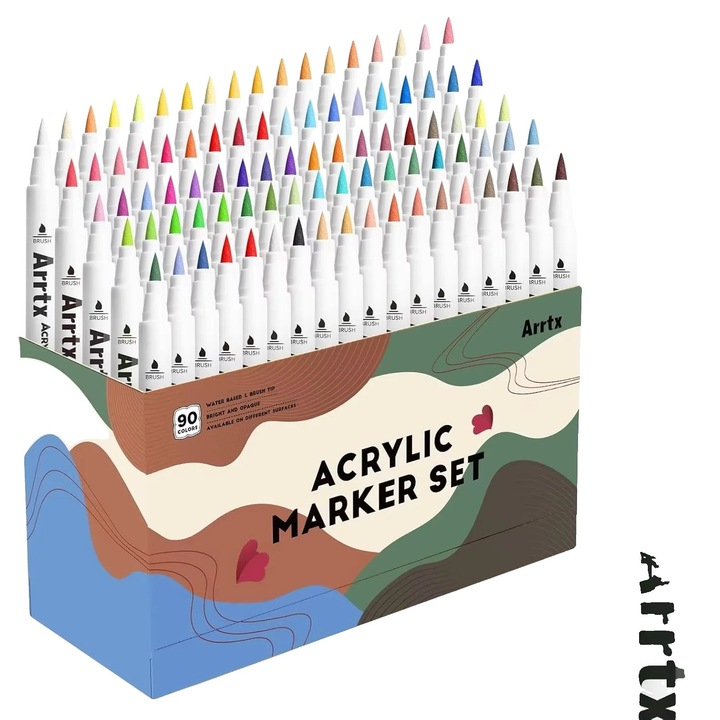 Set markere artistice, 90A culori, non-toxic, impermeabile