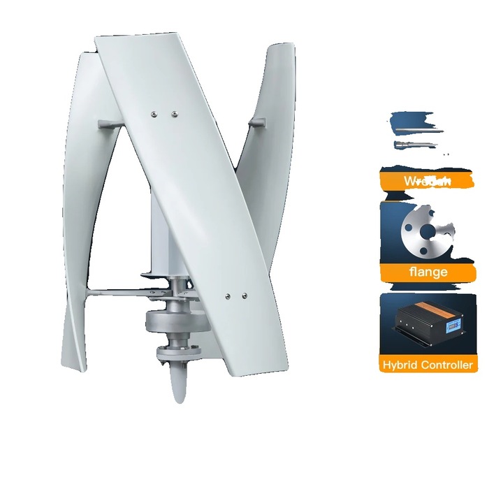 Вятърна турбина 3000W, MPPT контрол, Издръжлива конструкция, 48V, 3 перки