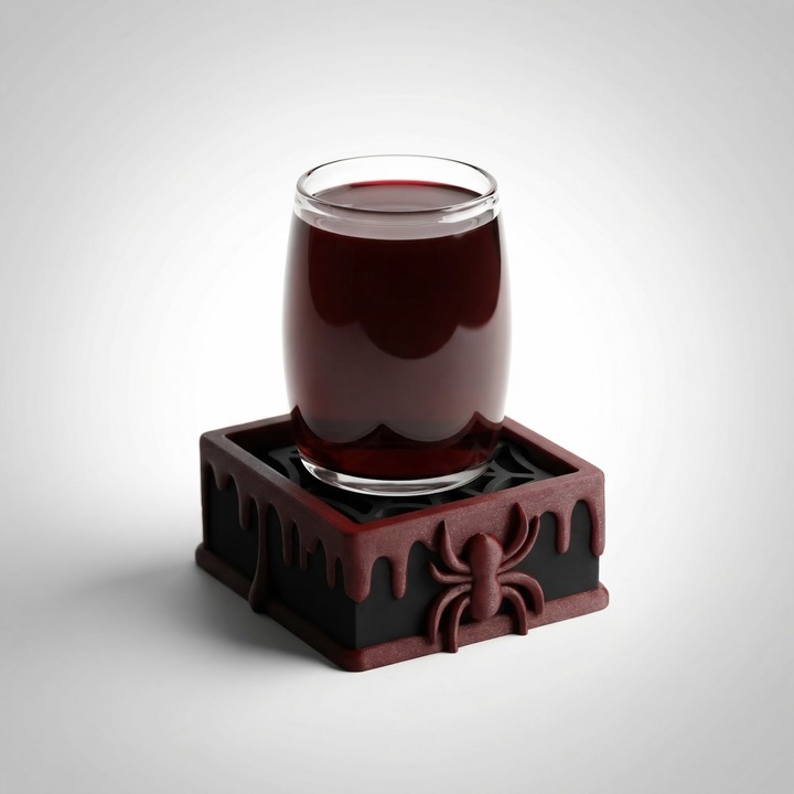 Set Suport Pahare cu Model Panza de Paianjen, Negru, Plastic PLA, 11 cm