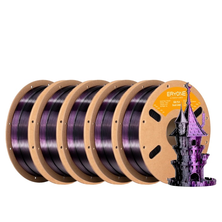 Filament 3D Kétszínű, 5kg, Fekete Lila, 1.75mm