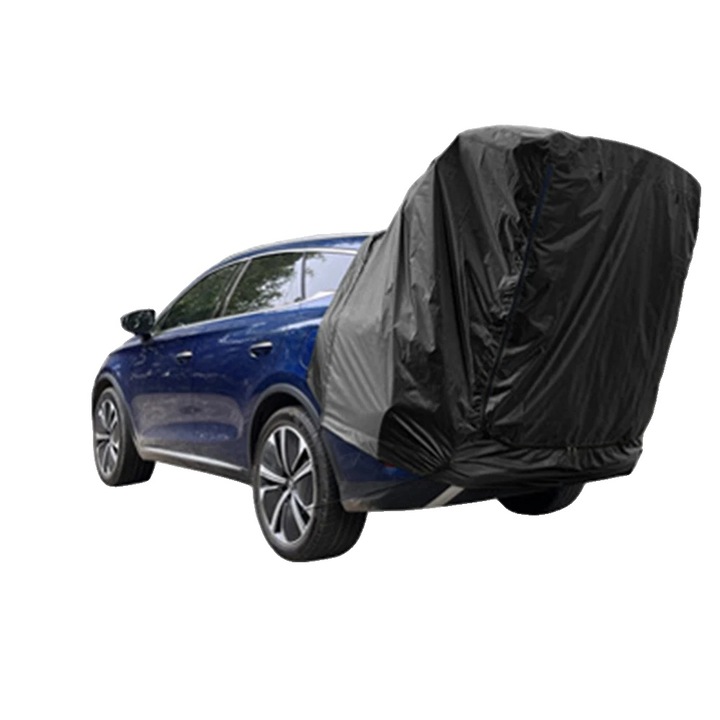 Cort camping pentru masina, design impermeabil, montare rapida, negru, dimensiuni potrivite pentru majoritatea portbagajelor de vehicule