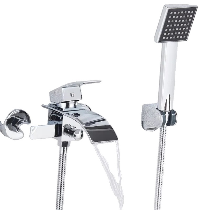 Fali csaptelep, modern design, króm, egykaros