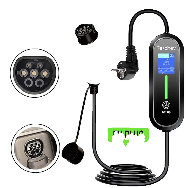 Incarcator portabil EV, 3.5kW, curent de incarcare ajustabil, 3.5 metri, IP66