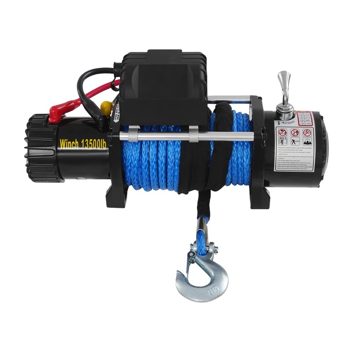 Winch electric, 13500 lbs, compatibil cu vehicule off-road, albastru, 60x34.5x26 cm