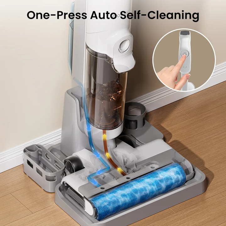 F10 Ultra, Aspirator Fara Fir 3‑in‑1 Umed/Uscat, 60 Min Autonomie, Rezervor Dublu 1, 3 L, Auto-curatare, 3 Moduri, 220–240 V, Stecher EU, Alb