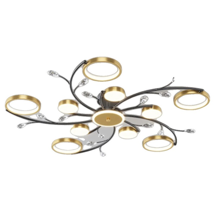 Lustra cu 10 lumini, dimabil cu aplicație și telecomandă, design elegant, 100x100x25cm