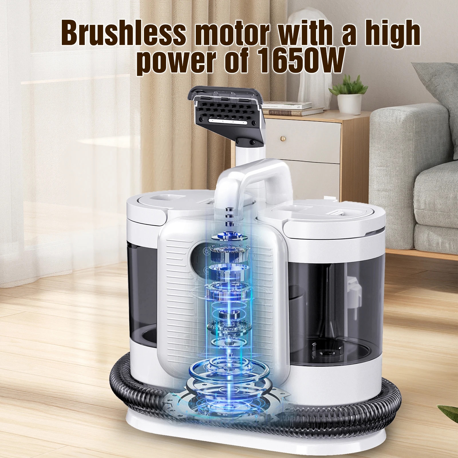 Aspirator pentru covoare cu putere de aspiratie 15kPa, rezervor dual, set EU, 1650W, 30 sec incalzire, 5m cablu