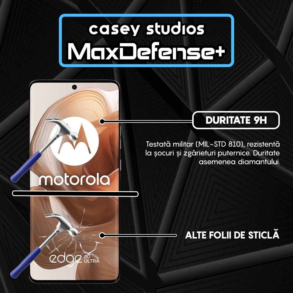 Folie Sticla CASEY STUDIOS™ compatibila cu Motorola Edge 50 Ultra, Full Cover 3D, Full Glue, Margini Negre