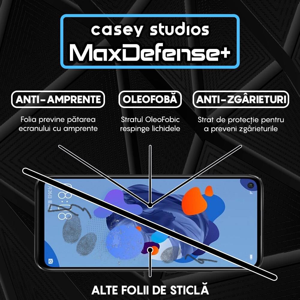 Folie Sticla CASEY STUDIOS™ compatibila cu Huawei Honor 20 / Honor 20 Pro / Mate 30 Lite / Nova 5T, Full Cover 3D, Full Glue, Margini Negre