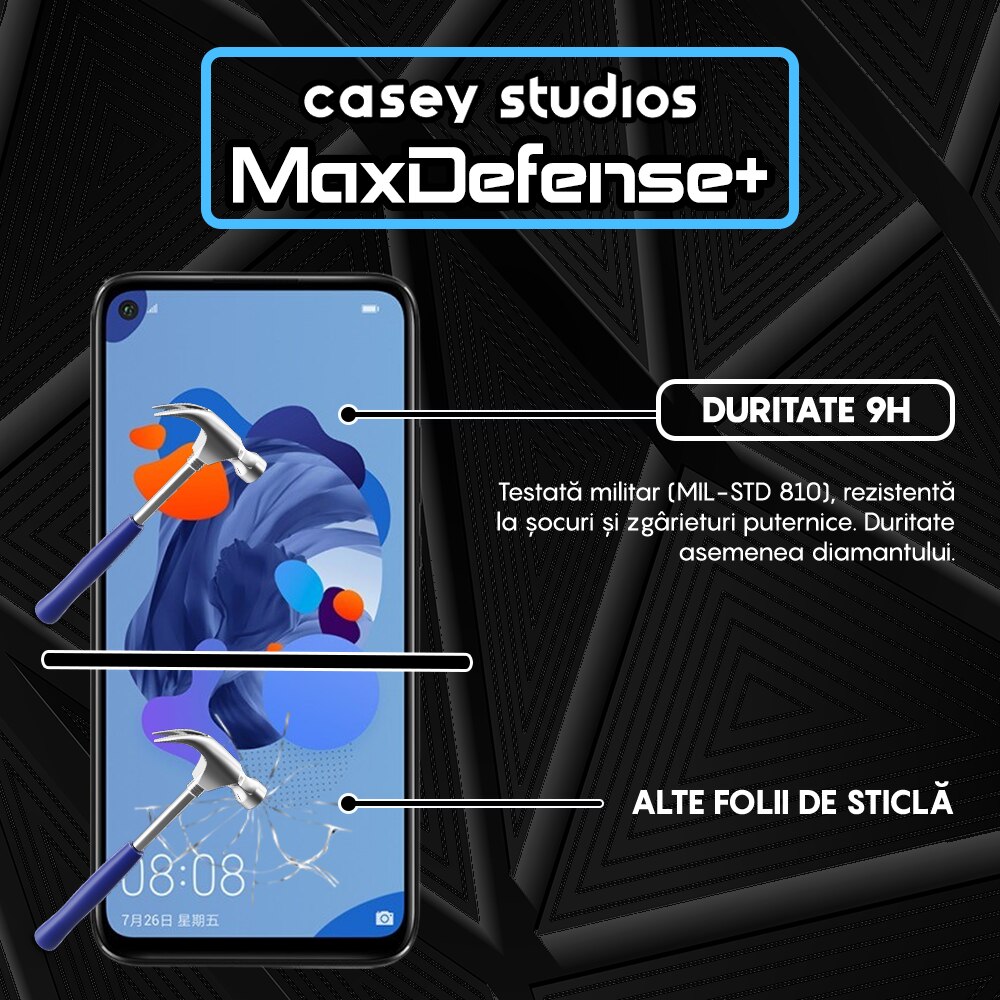 Folie Sticla CASEY STUDIOS™ compatibila cu Huawei Honor 20 / Honor 20 Pro / Mate 30 Lite / Nova 5T, Full Cover 3D, Full Glue, Margini Negre