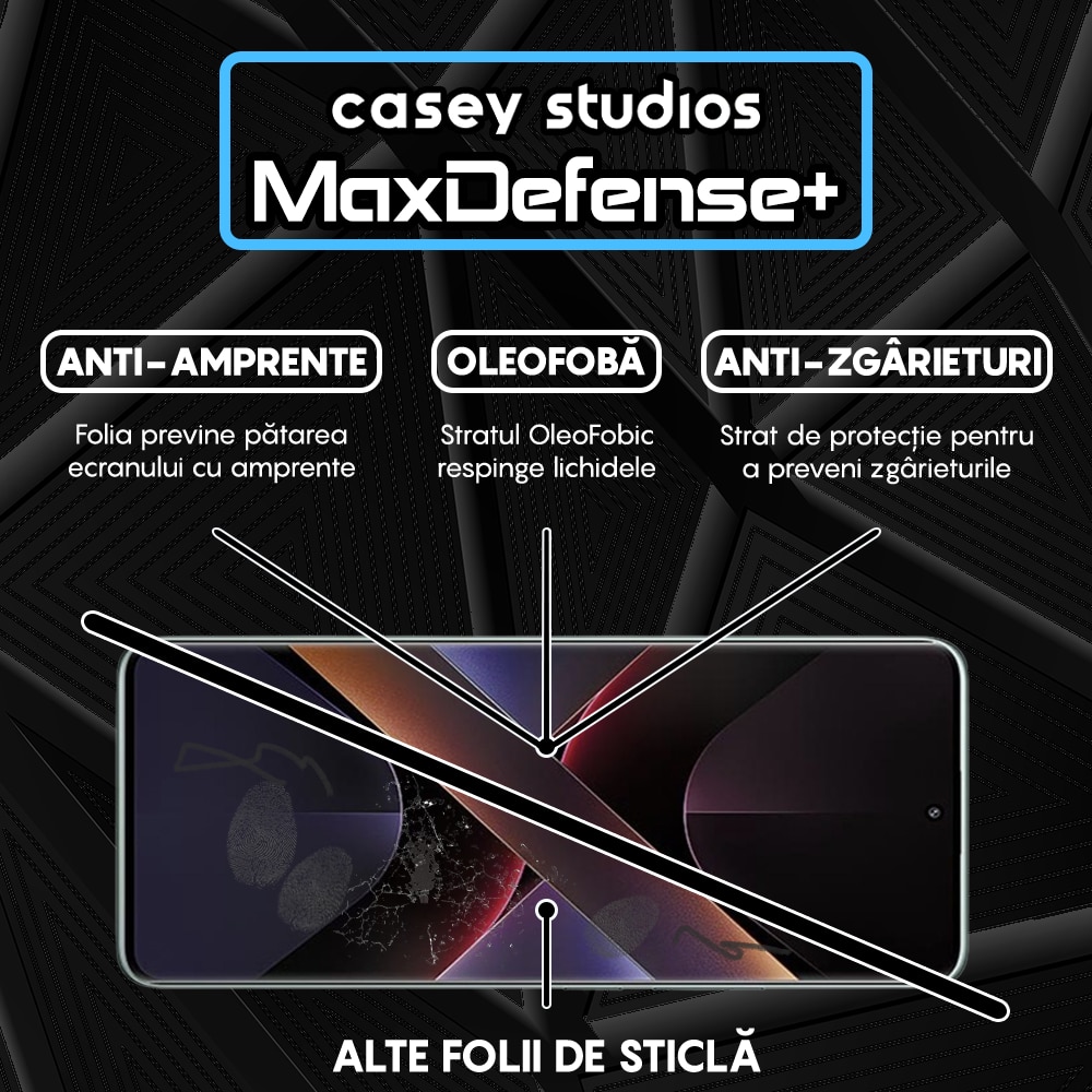 Folie Sticla CASEY STUDIOS compatibila cu Xiaomi Poco X7 Pro, Full Glue, Sticla Securizata, Margini Negre
