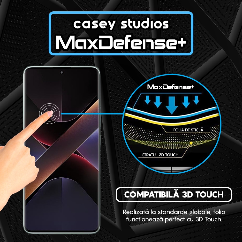 Folie Sticla CASEY STUDIOS compatibila cu Xiaomi Poco X7 Pro, Full Glue, Sticla Securizata, Margini Negre