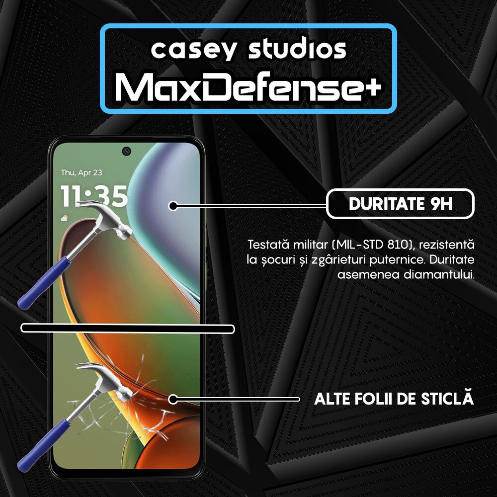 Folie Sticla CASEY STUDIOS compatibila cu Motorola Moto G15 Power, Full Glue, Margini Negre