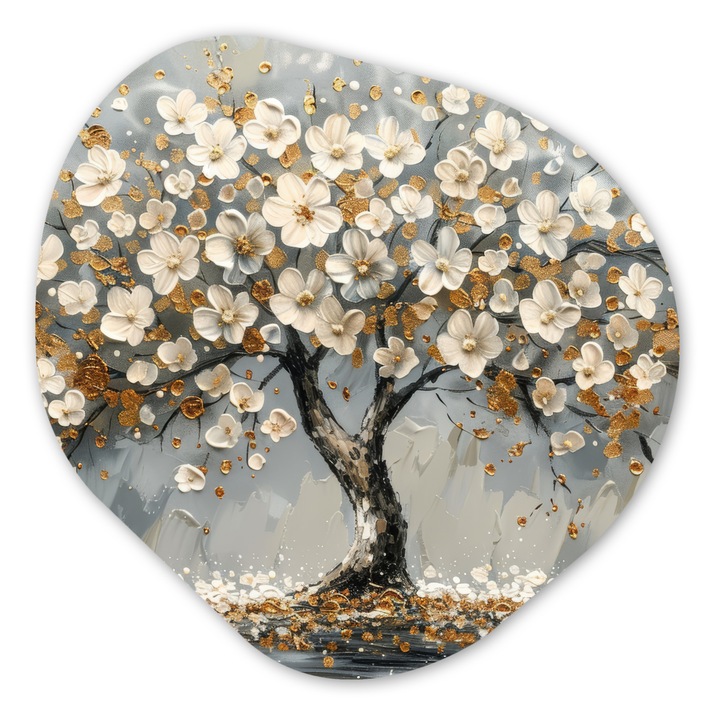 Tablou Organic, Abstract, Decorative, Living, Bucatarie, Modern Art, Decorarea peretilor Auriu 60x60 cm