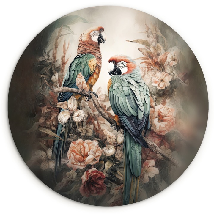 Кръгла картина, Абстрактна, Декоративна, Всекидневна, Кухня, Модерно изкуство, Декорация за стена Кафяво 60x60 см