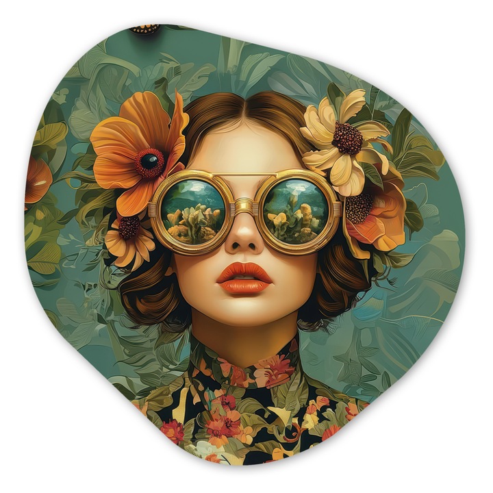 Tablou Organic, Abstract, Decorative, Living, Bucatarie, Modern Art, Decorarea peretilor Albastru indigo 40x40 cm