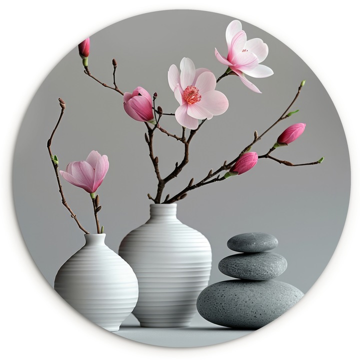 Tablou Circular, Abstract, Decorative, Living, Bucatarie, Modern Art, Decorarea peretilor Gri deschis 30x30 cm