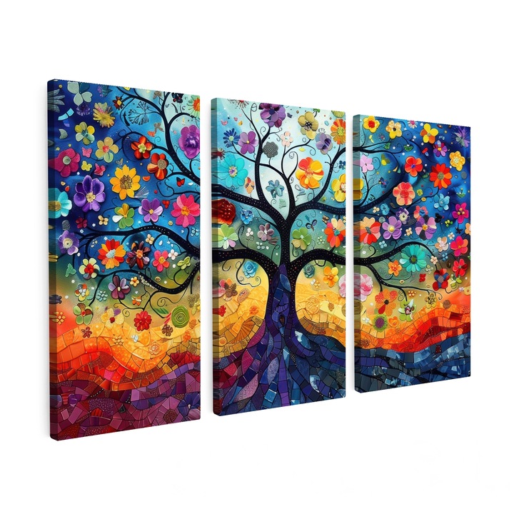 Set Tablouri Multicanvas 3 Piese, Abstract, Decorative, Living, Modern Art, Decorarea peretilor 120x80 cm